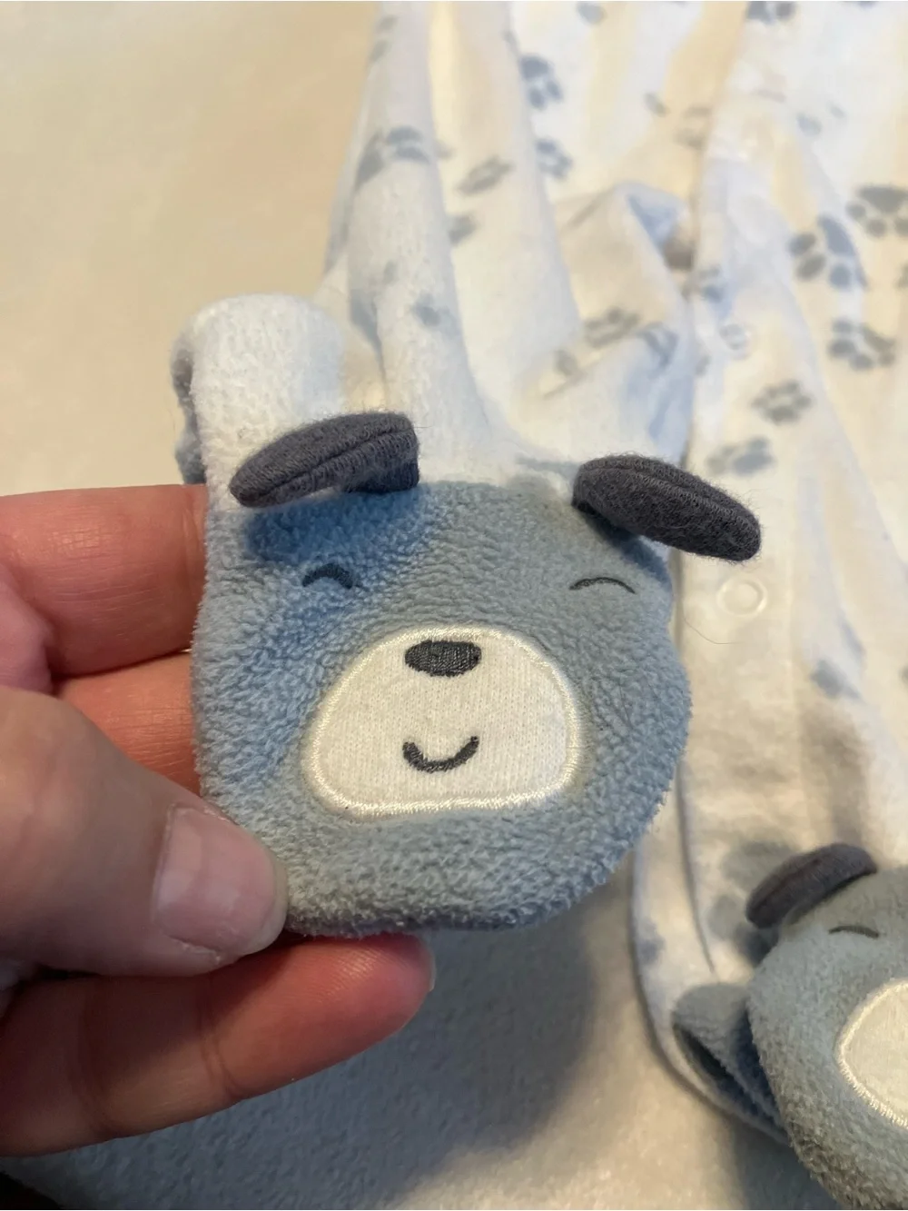 Blue and White Dog and Clouds and Moon Baby Footed One-Pieces (2-Pack)